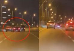 Başakşehir'de trafikte makas atarak ilerleyen sürücü kamerada