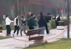 İki grubun tekmeli-yumruklu kavgası kamerada