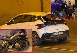 Dolmabahçe-Bomonti tünelinde kaza; otomobile çarpan motosikletin sürücüsü ağır yaralandı