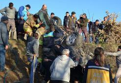 Manisa'da direğe çarpıp, şarampole devrilen otomobilin sürücüsü yaralandı