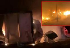 Bursa’da işçilerin kaldığı baraka, alev alev yandı