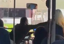 Otobüs şoförü ile kadın yolcunun kavgası kamerada