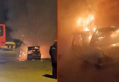 Park halindeki otomobil yandı