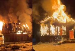 Yayla evi alev alev yandı