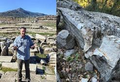 Büyük İskender'in fethedemediği antik kentte, 2 bin yıllık aslan başlı çörten kırıldı