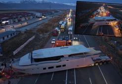 Erzurum'da yat taşıyan TIR kara yolunu kilitledi