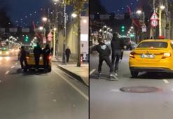 Beşiktaş'ta patenli 3 kişinin tehlikeli yolculuğu kamerada