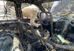 Şantiye alanında 1 konteyner ile 4 araç yandı