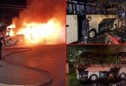 Midibüste çıkan yangın, park halindeki 5 motosiklete de sıçradı