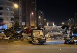 Kayseri’de iki otomobil çarpıştıktan sonra takla attı: 2 yaralı