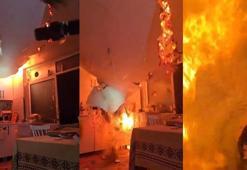 Yangına müdahale ederken çöken tavanın altında kalmaktan son anda kurtuldular