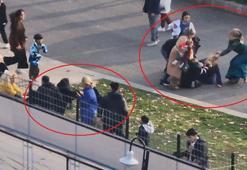 Adliye önünde tekmeli-yumruklu kavga kamerada