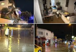 Bodrum'da sağanak; evin istinat duvarı çöktü, yollar göle döndü