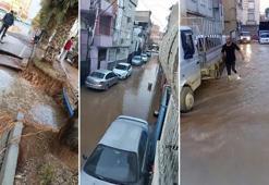Adana'da içme suyu borusu patladı; 3 mahalle sular altında kaldı, yol çöktü