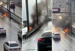 Beylikdüzü'nde motosiklet alev alev yandı