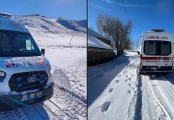Sağlık ekipleri, köyde rahatsızlanan hamile kadına iş makinesinin yolu açmasıyla ulaştı