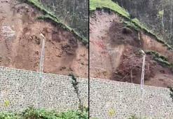 Rize'de çay bahçesinde heyelan anı kamerada