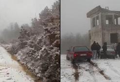 Çanakkale’de mevsimin ilk karı yağdı