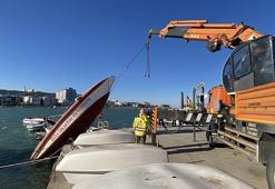 Halat koptu, çıkartılmaya çalışılan tekne yine denize düştü