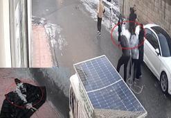 Kopan elektrik teli, üzerine düştüğü kişinin montunu yaktı; o anlar kamerada