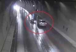 Tünelde motosiklet kazası kamerada