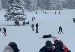 'Beyaz cennet’te piste çıkan acemi kayakçıların kazaları kamerada