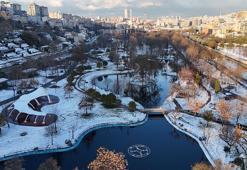 Kar yağışının ardından Hasbahçe havadan görüntülendi