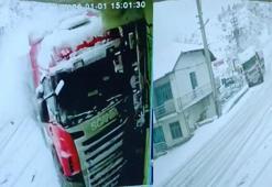 Tokat'ta TIR’ın eve çarptığı kaza anı kamerada
