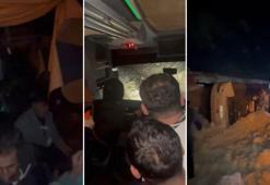 Yolcu otobüsünün şarampole devrildiği kaza kamerada: 4 yaralı