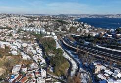 Kar yağışının ardından Sarıyer havadan görüntülendi
