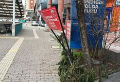 Bursa'da lodos etkili oldu; reklam tabelaları devrildi