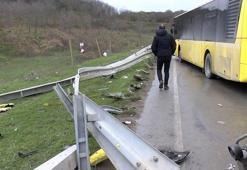 Arnavutköy'de İETT otobüsü bariyerlere çarptı; 2 yaralı