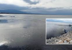 Beyşehir Gölü’nün yüzeyi buz tuttu