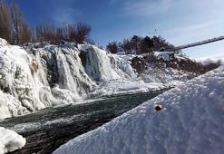 Muradiye Şelalesi buz tuttu