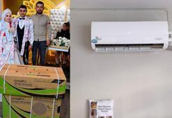 Düğünde gelin ve damada takı yerine klima hediye etti