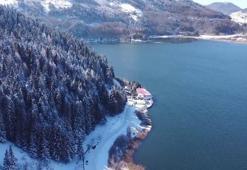 Abant'ta beyaz güzellik dron kamerasında