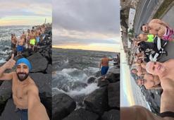 Sarayburnu'nda lodosa rağmen denize girdiler