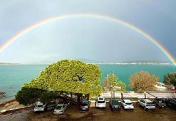 Ayvalık'ta sağanak ve fırtına sonrası gökkuşağı