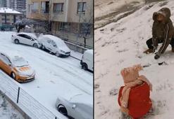 Ankara'nın yüksek kesimlerine kar yağdı