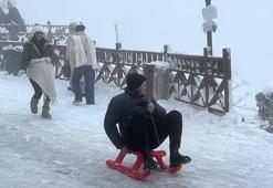 Ordu'da çocukların kar keyfi