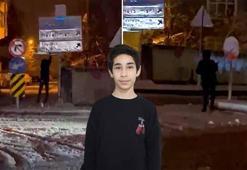 Karla kaplanan trafik levhalarını temizleyen 12 yaşındaki Kadir Emin, takdir topladı