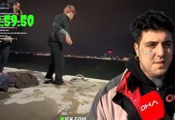 Büyükçekmece’de sanal medyada canlı yayın yaparken denize atlayan kadını kurtardı