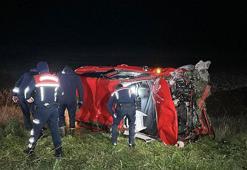 Edirne'de takla atan otomobil tarlaya savruldu: 2 yaralı