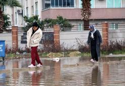 Rögarı olmayan sokak yağmur suyuyla doldu; sitede yaşayanlar yola taş döşeyip ulaşımı sağladı