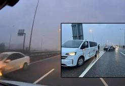 Ters yönde ilerleyen otomobil, kazaya neden oldu; o anlar kamerada
