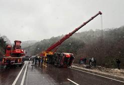 Alkollü sürücünün kullandığı TIR, uçuruma devrildi