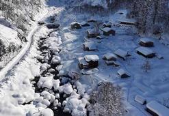 Rize'de kar manzarası havadan görüntülendi
