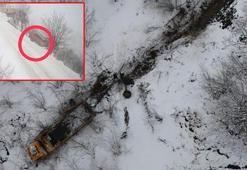 Yem yüklü kamyon, buzlanan yolda fındık bahçesine uçtu; kaza kamerada