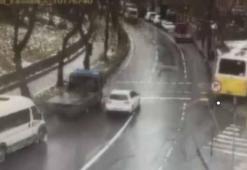 Esenler'de İETT otobüsünün otoparka daldığı kaza kamerada