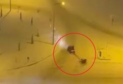 ATV’ye bağladığı leğenle kaydı; o anlar kamerada